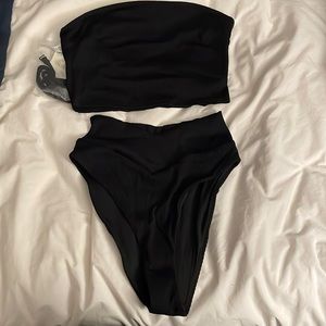 Aerie black ribbed high waisted bikini